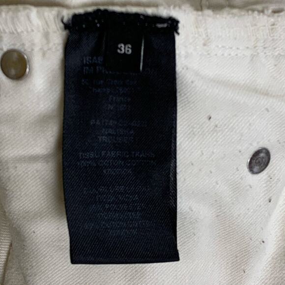 Isabel Marant Ivory Straight Leg Raw Hem Super High Rise Cropped Jeans FR36 US 4 - Picture 5 of 8